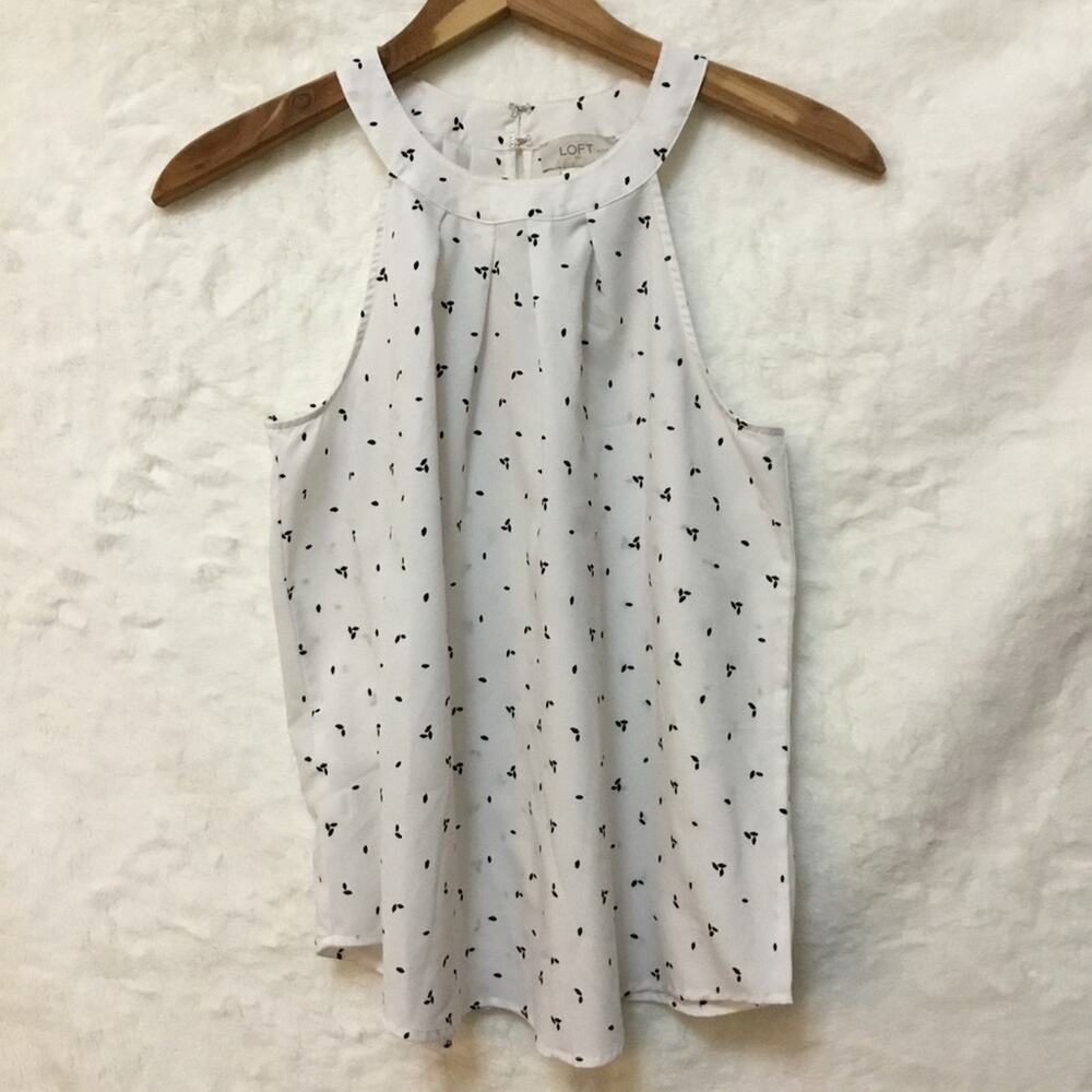 Loft White With Black Patterned Halter Top - image 2